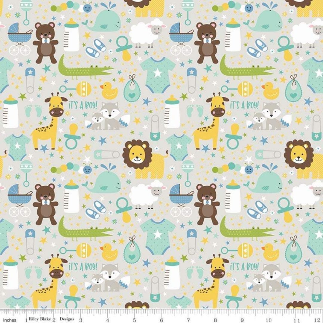 Riley Blake – Sweet Baby Boy – C7850-gray | Fiberworks
