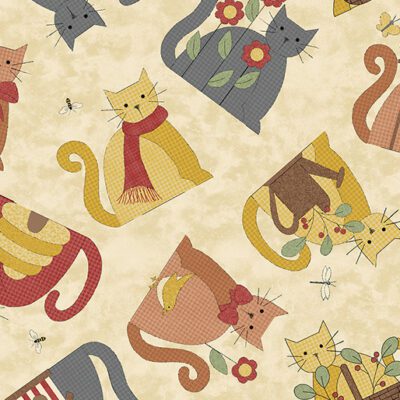 Benartex Wooly Cats - tossed cats